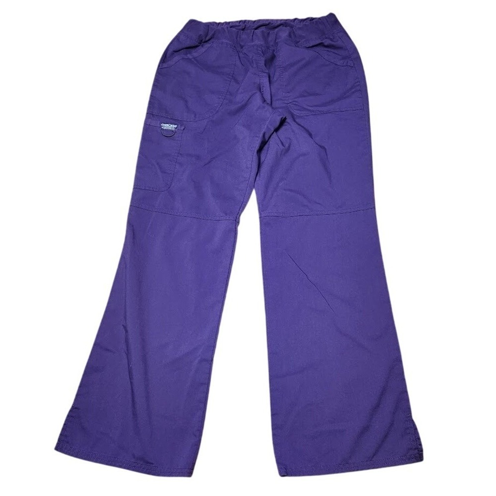 Cherokee Workwear Core Stretch Scrub Pants Purple WW110 Medium Flare Cargo 762